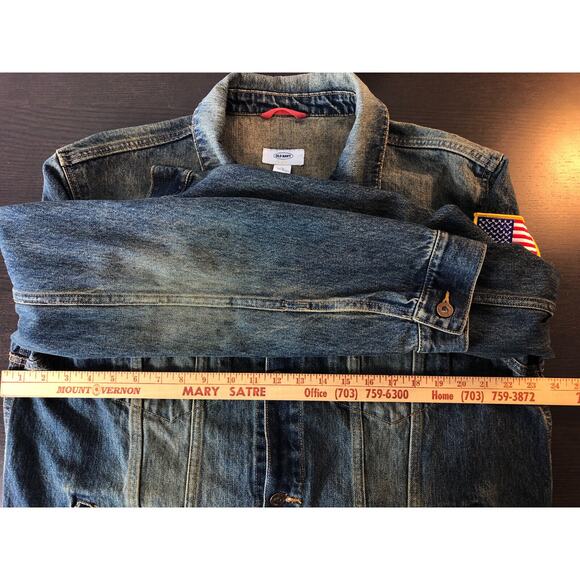 Mid 2000's Custom Patched Mens XL Denim Jacket 100% Cotton Kenkojuku, USA Flag - Picture 10 of 12